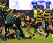 3 October 2015; Action from Bank of Ireland's half-time mini games featuring Co Carlow RFC and Boyne RFC at the Guinness PRO12, Round 3, clash between Leinster and Newport Gwent Dragons at the RDS, Ballsbridge, Dublin. Picture credit: Ray McManus / SPORTSFILE