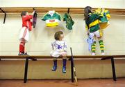 7 May 2009; Peter Catterson, centre, age 4, from Dublin, watches David Magee, age 5, and Charlotte Cantwell, age 7, hang up county jerseys at the announcement by TV3 of details of their ten exclusive live GAA Championship matches for the forthcoming season in the 2009 GAA All-Ireland Football and Hurling Championships. In the second year of this significant contract, TV3 is the first independent broadcaster to show live All-Ireland Senior GAA Championship matches as part of its three-year deal. Opening with a classic Munster football clash on 7th June, TV3 cameras will be live in the Kingdom as Jack O'Connor returns as Kerry manager and they take on the winners of Cork and Waterford to battle it out in the provincial football semi final. TV3 remains in Munster for its next outing, the hurling semi final between Clare and the winners of Cork and Tipperary. Na Fianna GAA club, Glasnevin, Dublin. Picture credit: Brendan Moran / SPORTSFILE