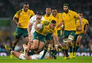 3 October 2015; Israel Folau, Australia, is tackled by Ben Youngs, England. 2015 Rugby World Cup, Pool A, England v Australia, Twickenham Stadium, London, England. Picture credit: Brendan Moran / SPORTSFILE