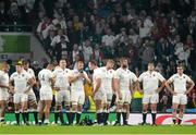 3 October 2015; Dejected England players await an Austalia conversion kick near the final whistle. 2015 Rugby World Cup, Pool A, England v Australia, Twickenham Stadium, London, England. Picture credit: Brendan Moran / SPORTSFILE