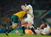 3 October 2015; Ben Morgan, England, is tackled by Scott Fardy, Australia. 2015 Rugby World Cup, Pool A, England v Australia, Twickenham Stadium, London, England. Picture credit: Brendan Moran / SPORTSFILE