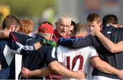 4 October 2015; Slaughtneil manager Mickey Moran talks to his players before the game. Derry County Senior Football Championship Final, Coleraine v Slaughtneil, Celtic Park, Derry. Picture credit: Oliver McVeigh / SPORTSFILE