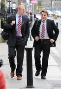 13 May 2009; Munster and British and Irish Lions captain Paul O'Connell, left, and Munster team manager Shaun Payne arrive ahead of Alan Quinlan's ERC independent Disciplinary Committee hearing. ERC Offices, Huguenot House, Stephen's Green, Dublin. Picture credit: Diarmuid Greene / SPORTSFILE