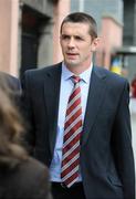 13 May 2009; Munster's Alan Quinlan arrives ahead of his ERC independent Disciplinary Committee hearing. ERC Offices, Huguenot House, Stephen's Green, Dublin. Picture credit: Diarmuid Greene / SPORTSFILE
