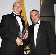 14 May 2009; Ballynahinch RFC player Chris Stevenson, left, receives the City of Derry Award In Memory of Ken Goodall for Club Player of Year Award from City of Derry President Alan McClure, during the Ulster Rugby Awards 08:09 at the Ramada Hotel Belfast, Co. Amtrim. Picture credit: John Dickson / SPORTSFILE *** Local Caption ***