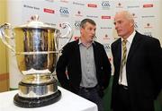 12 May 2009; Donegal manager John Joe Doherty, left, and Antrim Manager Liam Bradley at the launch of the GAA Football Ulster Senior Championships. Armagh City Hotel, Armagh. Picture credit: Oliver McVeigh / SPORTSFILE