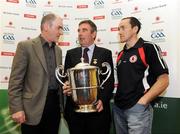 12 May 2009; Tom Daly, Ulster GAA President, centre, along with Tyrone manager, Mickey Harte, left, and Tyrone Captain Brian Dooher at the launch of the GAA Football Ulster Senior Championships. Armagh City Hotel, Armagh. Picture credit: Oliver McVeigh / SPORTSFILE