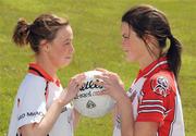 12 May 2009; Mags McAlinden, Armagh, and Maura Kelly, Tyrone, at the launch of the GAA Ladies Ulster Senior Football Championships. Armagh City Hotel, Armagh. Picture credit: Oliver McVeigh / SPORTSFILE