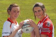 12 May 2009; Mags McAlinden, Armagh, and Maura Kelly, Tyrone, at the launch of the GAA Ladies Ulster Senior Football Championships. Armagh City Hotel, Armagh. Picture credit: Oliver McVeigh / SPORTSFILE