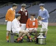 13 May 2009; Tyrone's 2008 All-Ireland winning captain Brian Dooher, 2nd from left, brought the Sam Maguire trophy back to Croke Park, in the company of 4 rival team captains representing the 4 provincial winners from last year, from left, Ciaran McKeever, Armagh, Damien Burke, Galway, Graham Canty, Cork, and Paul Griffin, Dublin, ahead of the 2009 '125 Year' GAA Football All-Ireland Senior Championship. Croke Park, Dublin. Picture credit: Brendan Moran / SPORTSFILE