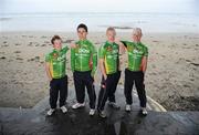 15 May 2009; An Post Sean Kelly team gear up ahead of Ras, from left, Paidi O'Brien, Mark Cassidy, David O'Loughlin and Benny de Schrooder. The An Post Sean Kelly team will compete on home soil for this first time this year in Sunday's FBD Ras. The Ras starts in Kilcullen, Co. Wicklow on Sunday, 17 May and travels around Ireland over eight stages and finishes next Sunday in Skerries. The An Post team hope to reclaim the individual title that Stephen Gallagher, who is ruled out this year, won in 2008. Portmarnock, Dublin. Picture credit: Brendan Moran / SPORTSFILE