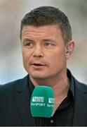 4 October 2015; Former Ireland international Brian O'Driscoll in his role as TV analyst for ITV before the game. 2015 Rugby World Cup, Pool D, Ireland v Italy, Olympic Stadium, Stratford, London, England. Picture credit: Brendan Moran / SPORTSFILE