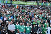 4 October 2015; Ireland supporters sing the national anthem before the game. 2015 Rugby World Cup, Pool D, Ireland v Italy, Olympic Stadium, Stratford, London, England. Picture credit: Brendan Moran / SPORTSFILE