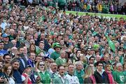 4 October 2015; Ireland supporters cheer on their side during the game. 2015 Rugby World Cup, Pool D, Ireland v Italy, Olympic Stadium, Stratford, London, England. Picture credit: Brendan Moran / SPORTSFILE