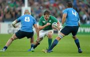 4 October 2015; Iain Henderson, Ireland, in action against Sergio Parisse, left, and Quintin Geldenhuys, Italy. 2015 Rugby World Cup, Pool D, Ireland v Italy, Olympic Stadium, Stratford, London, England. Picture credit: Brendan Moran / SPORTSFILE