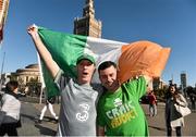 10 October 2015; Republic of Ireland supporters Hugh Shields, left, and Dermot Kelleher, both from Cork City, Co.Cork, in Warsaw, ahead of the UEFA EURO 2016 Championship Qualifier, Group D, match between the Republic of Ireland and Poland. Warsaw, Poland. Picture credit: David Maher / SPORTSFILE