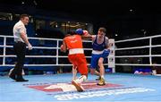 10 October 2015; Brendan Irvine, right, Ireland, exchanges punches with Joahnys Argilagos, Cuba, during their Men's Light Flyweight 46-49kg Quarter-Final bout. AIBA World Boxing Championships, Quarter-Finals, Ali Bin Hamad Al Attiyah Arena, Doha, Qatar. Photo by Sportsfile
