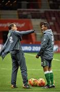 10 October 2015; Republic of Ireland manager Martin O'Neill with assistant manager Roy Keane, during squad training. Stadion Narodowy, Warsaw, Poland. Picture credit: David Maher / SPORTSFILE