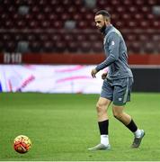 10 October 2015; Republic of Ireland's Marc Wilson,  during squad training. Stadion Narodowy, Warsaw, Poland. Picture credit: David Maher / SPORTSFILE