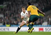 3 October 2015; George Ford, England, in action against Tevita Kuridrani, Australia. 2015 Rugby World Cup, Pool A, England v Australia, Twickenham Stadium, London, England. Picture credit: Brendan Moran / SPORTSFILE