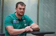 13 October 2015; Ireland's Rhys Ruddock poses for a portrait after a press conference. Ireland Rugby Press Conference, Hilton Hotel, Cardiff, Wales. Picture credit: Brendan Moran / SPORTSFILE