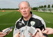 4 June 2009; Republic of Ireland assistant manager Liam Brady speaks to media before squad training ahead of their World Cup Qualifier against Bulgaria on Saturday. Republic of Ireland Squad Training, Arsenal Training centre, St. Alban's, Hertfordshire, England. Picture credit: Tim Hales / SPORTSFILE