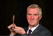 16 October 2015; At the 2015 Gaelic Writers’ Association Awards at the Jackson Court Hotel in Dublin, this year’s PRO of the Year award went to John O'Leary of Kerry. Pictured is John O'Leary with his award. Gaelic Writers Association Awards 2015. Jackson Court Hotel, Harcourt Street, Dublin. Picture credit: Piaras Ó Mídheach / SPORTSFILE