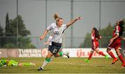 17 October 2015; Saoirse Noonan, Republic of Ireland, celebrates after scoring her side's fourth goal. 2015-16 UEFA Women’s U17 European Championship, Qualifying Round, Group 1, Republic of Ireland v Andorra. Altinordu Selçuk Efes, Izmir, Turkey. Picture credit: Eóin Noonan / SPORTSFILE