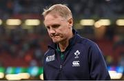 18 October 2015; Ireland head coach Joe Schmidt leaves the pitch after the game. 2015 Rugby World Cup Quarter-Final, Ireland v Argentina. Millennium Stadium, Cardiff, Wales. Picture credit: Brendan Moran / SPORTSFILE