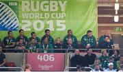 18 October 2015; Ireland players, including Isaac Boss, Jonathan Sexton, Darren Cave, Sean Cronin, Mike McCarthy, Sean O'Brien, Simon Zebo, Tadhg Furlong, Peter O'Mahony and Paul O'Connell look on as Argentina score a try. 2015 Rugby World Cup Quarter-Final, Ireland v Argentina. Millennium Stadium, Cardiff, Wales. Picture credit: Brendan Moran / SPORTSFILE
