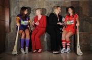 10 June 2009; At the launch of the Gala All-Ireland Camogie Championships are Joan O'Flynn, President of the Camogie Association, Denise Lord, Gala Customer Service Manager, right, with the inaugural Gala Performance Award, with players Aoife O'Connor, Wexford, and Amanda O'Regan, Cork. Croke Park, Dublin. Picture credit: Pat Murphy / SPORTSFILE  *** Local Caption ***