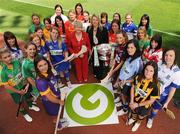 10 June 2009; At the launch of the Gala All-Ireland Camogie Championships are Joan O'Flynn, President of the Camogie Association and Denise Lord, Gala Customer Service Manager, with Senior, Interdediate and Junior players. Croke Park, Dublin. Picture credit: Pat Murphy / SPORTSFILE  *** Local Caption ***