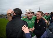 18 October 2015; Kevin Brady, Coolderry, celebrates with friends and family at the final whistle. Offaly County Senior Hurling Championship Final, Coolderry v St Rynagh's. O'Connor Park, Tullamore, Co. Offaly. Picture credit: Sam Barnes / SPORTSFILE