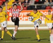 12 June 2009; Robert Keeley, Ballymun United, in action against Eddie McCallion, Derry City. FAI Ford Cup Third Round, Derry City v Ballymun United, Brandywell Stadium, Derry. Picture credit: Oliver McVeigh / SPORTSFILE *** Local Caption ***