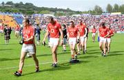 13 June 2009; The Cork team leave the pitch after the start of the game was delayed by over 15 minutes. GAA Football Munster Senior Championship Semi-Final Replay, Cork v Kerry, Pairc Ui Chaoimh, Cork. Picture credit: Brendan Moran / SPORTSFILE