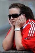 14 June 2009; A Louth supporter watches the game. GAA Football Leinster Senior Championship Quarter-Final, Laois v Louth, Parnell Park, Dublin. Picture credit: Ray McManus / SPORTSFILE *** Local Caption ***