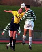 26 November 2000; Gavin Dykes of Finn Harps in action against Terry Palmer of Shamrock Rovers during the Eircom League Premier Division match between Shamrock Rovers and Finn Harps at Morton Stadium in Dublin. Photo by David Maher/Sportsfile