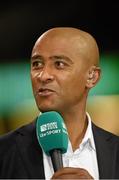 17 October 2015; Former Australia international George Gregan in his role as TV analyst for ITV before the game. 2015 Rugby World Cup, Quarter-Final, New Zealand v France. Millennium Stadium, Cardiff, Wales. Picture credit: Stephen McCarthy / SPORTSFILE