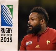 17 October 2015; Mathieu Bastareaud, France. 2015 Rugby World Cup, Quarter-Final, New Zealand v France. Millennium Stadium, Cardiff, Wales. Picture credit: Stephen McCarthy / SPORTSFILE