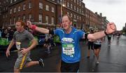 26 October 2015; Neil O'Connor, right, from Co. Dublin, on his way to finishing the SSE Airtricity Dublin Marathon 2015, Merrion Square, Dublin. Picture credit: Ray McManus / SPORTSFILE