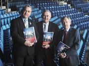 25 November 2008; GAA President Nickey Brennan, Ard Stiurthoir of the GAA Paraic Duffy, right, and President Elect of the GAA Christy Cooney, centre, at the launch of the GAA Strategic Vision and Action Plan 2009-2015. Croke Park, Dublin. Picture credit: Brian Lawless / SPORTSFILE