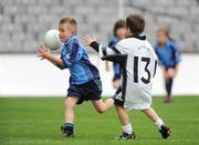 1 July 2009; Eoin Bagnell, Allenwood, Co. Kildare, in action against Jack Reynolds, 13, Clara, Co. Offaly, during the Leinster GAA Go Games ‘Play & Stay with the GAA’ activity day. Croke Park, Dublin. Picture credit: Pat Murphy / SPORTSFILE