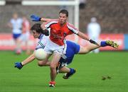 4 July 2009; Eugene McVerry, Armagh, in action against Pauric McGurk, Monaghan. ESB Ulster Minor Football Championship Semi  Final, Monaghan v Armagh, St. Tighearnach's Park, Clones, Co. Monaghan. Picture credit: Oliver McVeigh / SPORTSFILE