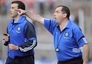 4 July 2009; Monaghan manager Seamus McEnaney, right, and assistant Martin McElkennon issue instructions from the sideline. GAA Football Ulster All-Ireland Senior Championship Qualifier, Round 1, Monaghan v Armagh, St. Tighearnach's Park, Clones, Co. Monaghan. Picture credit: Oliver McVeigh / SPORTSFILE