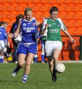 4 July 2009; Maria Smith, Cavan, in action against Shauna Hamilton, Fermanagh. TG4 Ladies Football Ulster Intermediate Championship Final, Cavan v Fermanagh, Athletic Grounds, Armagh. Picture credit: Michael Cullen / SPORTSFILE