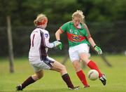 5 July 2009; Mayo's Emma Mullen shoots past Galway goalkeeper Tina Hughes to score her side's first goal. TG4 Ladies Football Connacht Senior Championship Final, Mayo v Galway, O’Hara’s Pitch, Charlestown, Co. Mayo. Photo by Sportsfile