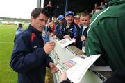 7 July 2009; Ipswich Town manager Roy Keane signs autographs prior to the game at Finn Park. Pre-season Friendly, Finn Harps v Ipswich Town, Finn Park, Ballybofey, Co. Donegal. Photo by Sportsfile