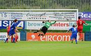 7 July 2009; Shaun Houston, left, Finn Harps, looks on as his header beats Ipswich Town goalkeeper Richard Wright to score his side's first goal. Pre-season Friendly, Finn Harps v Ipswich Town, Finn Park, Ballybofey, Co. Donegal. Photo by Sportsfile