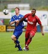 7 July 2009; Shaun Houston, Finn Harps, in action against Liam Trotter, Ipswich Town. Pre-season Friendly, Finn Harps v Ipswich Town, Finn Park, Ballybofey, Co. Donegal. Photo by Sportsfile