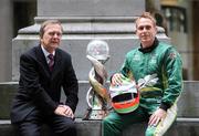 8 July 2009; Martin Cullen TD, Minister for Arts, Sport and Tourism with A1 GP World Champion Adam Carroll at a photocall to celebrate Caroll's win this year at the A1 GP World Cup of Motorsport championship at Brands Hatch in the UK. Department of Arts, Sport and Tourism, Kildare Street, Dublin. Picture credit: Brian Lawless / SPORTSFILE